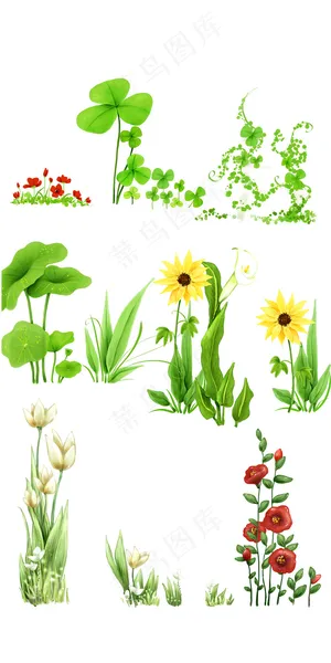 唯美水彩树藤花卉花纹图案