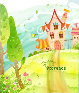 卡通春天风景矢量图 卡通春天风景矢量图