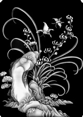 风景如画山鸣谷应jdp浮雕灰度图