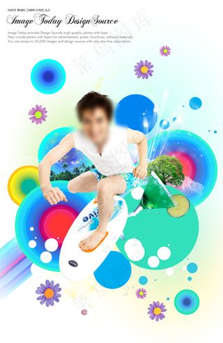 卡通冲浪运动素材