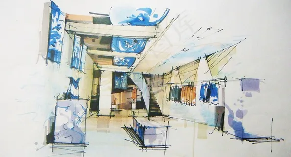 中式展厅手绘图片 中式展厅手绘图片