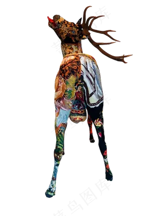 水彩麋鹿剪影PNG免扣素材