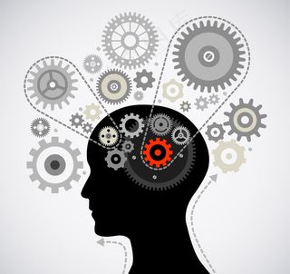 创意大脑剪影齿轮素材