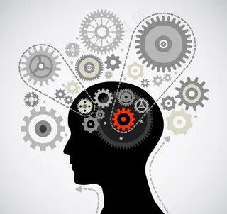 创意大脑剪影齿轮素材