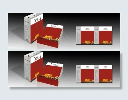 手提袋 金融区 立体字 红色底纹图...