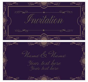 暗红色背景金色花纹婚礼请贴图片