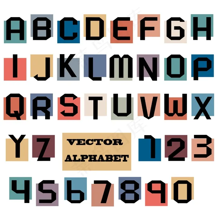 字母表中的字母和数字eps,ai矢量模版下载