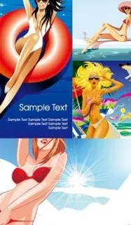 向量的女孩海滩度假村