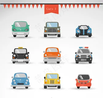 9款卡通车辆设计矢量素材