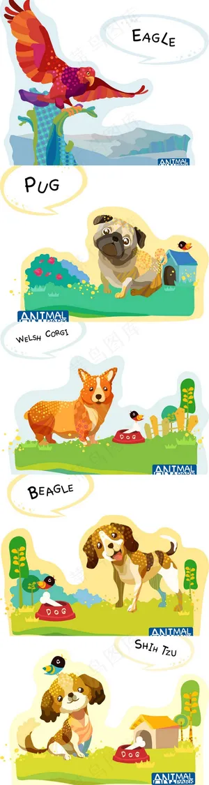 创意手绘森林动物EPS矢量设计素材