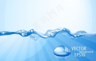 湛蓝的海水流动的气泡和液滴的向量