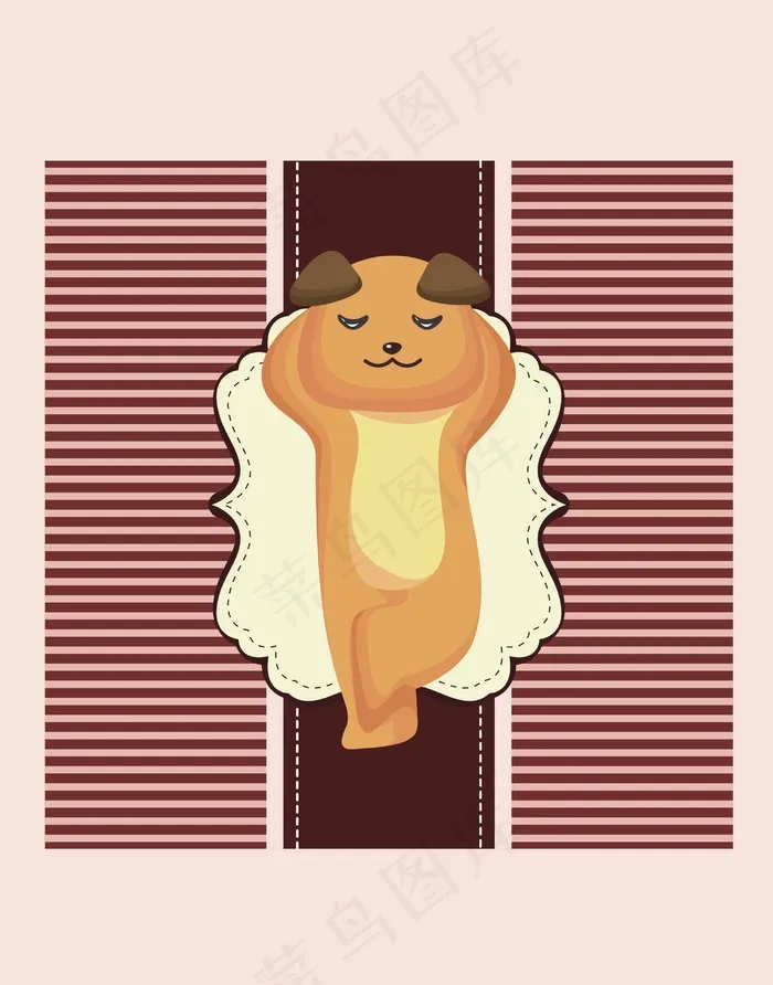 卡通动物小狗场景插画