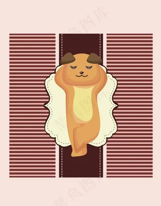 卡通动物小狗场景插画