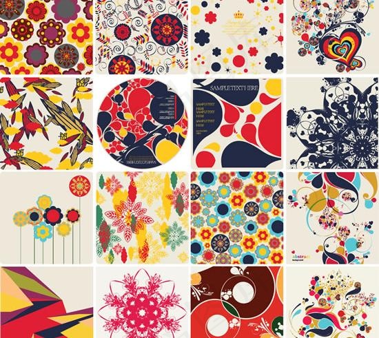 时尚炫彩潮流花纹矢量图 AI