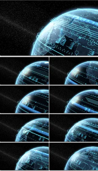科技元素透明背景地球动画循环高清视...