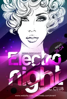 潮流女郎音乐吧海报矢量素材