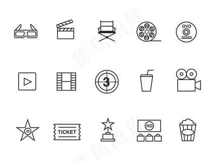 15款爆米花电影元素图标