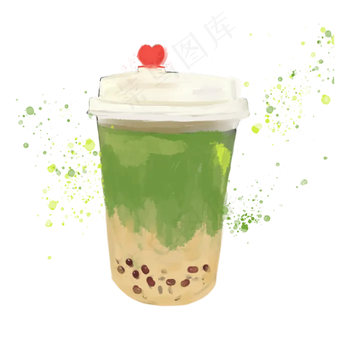 手绘红豆奶茶(3543*3543px 300 dpi )psd模版下载