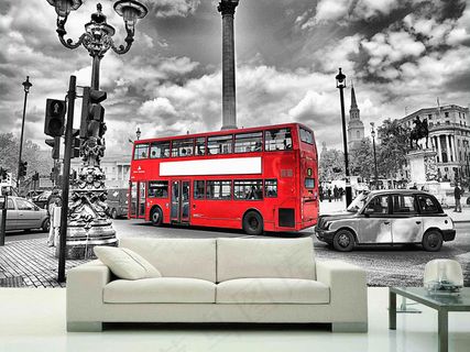 红色双层旅游巴士伦敦街景英伦风电视...