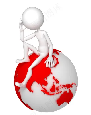 三维的人坐在一个体贴的姿势亚洲和澳...