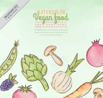 手工绘制健康食品的背景与配料 手工绘制健康食品的背景与配料