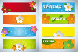 彩色花朵春天横幅矢量素材