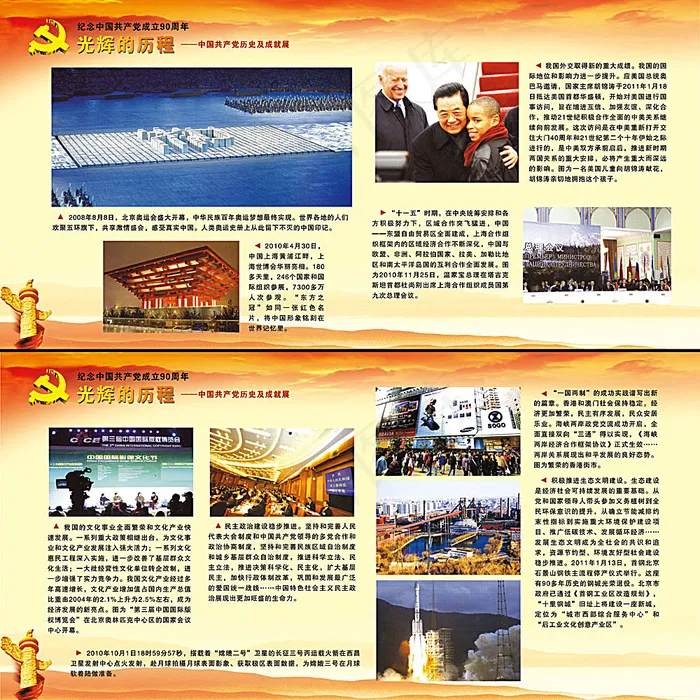 中国共产党成立90周年图片展板模板psd模版下载