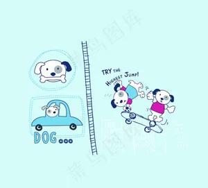 玩滑板的小狗