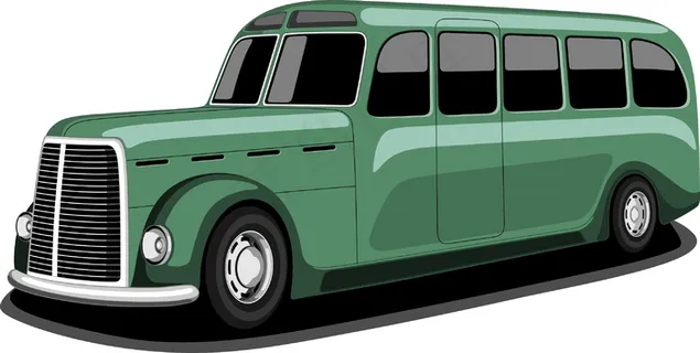 侧视图的公共交通巴士的橙色和白色的...