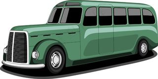 侧视图的公共交通巴士的橙色和白色的...