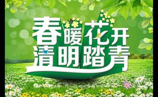 春暖花开清明踏青海报背景PSD素材