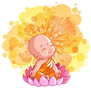 卡通佛教儿童人物矢量素材
