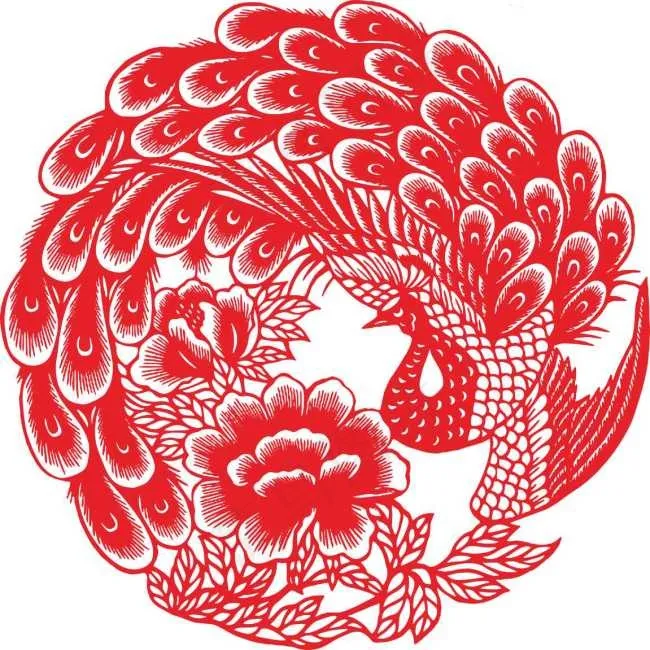 剪纸孔雀牡丹cdr矢量模版下载