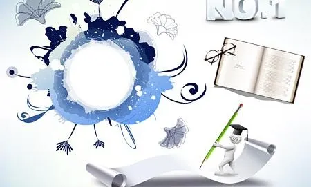 墨迹插图与立体3d小人psd分层psd模版下载