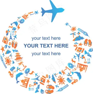 地标性建筑物极坐标—矢量素材