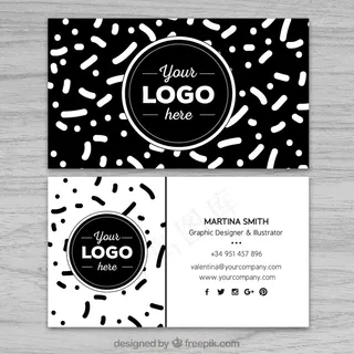 黑白名片上的抽象图形