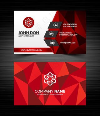 红色商务现代风简约名片