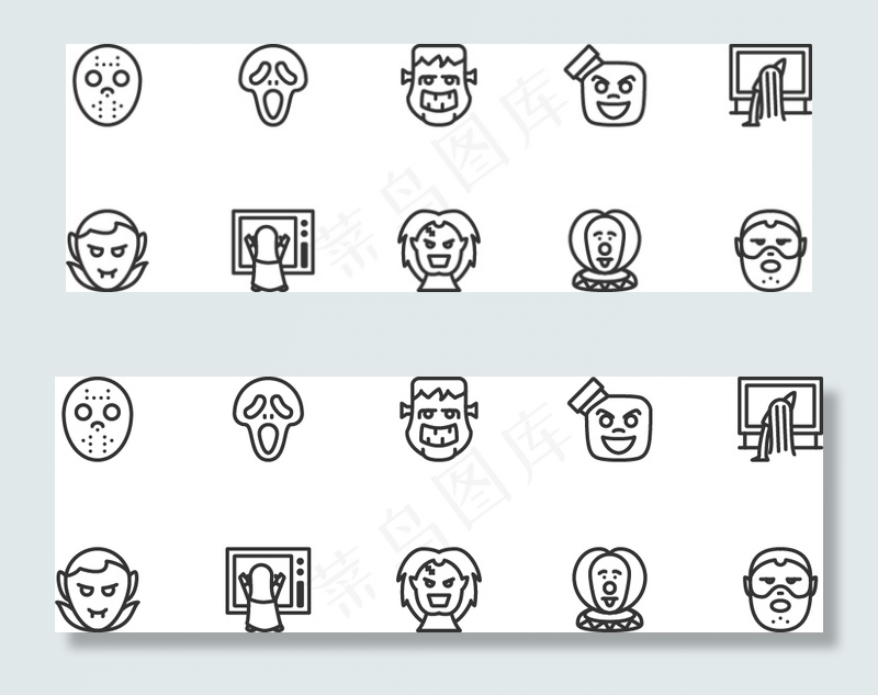 恐怖电影角色图标ai矢量模版下载