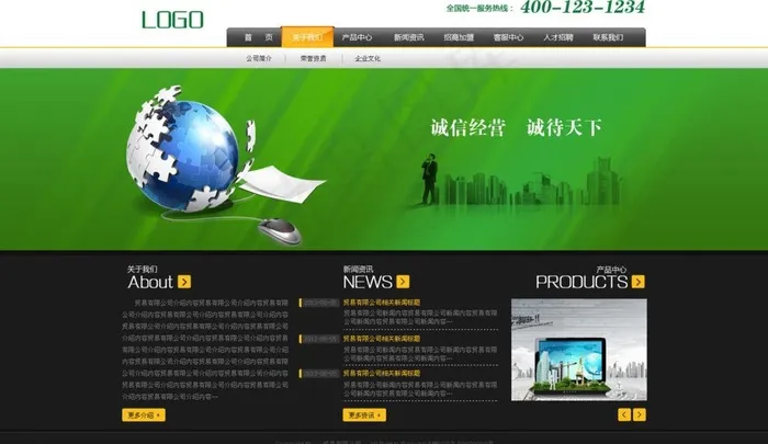 企业网站模板图片psd模版下载