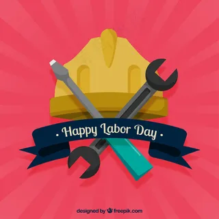 劳动日背景与工具和头盔