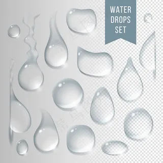 可爱透明水滴雨滴水泡素材