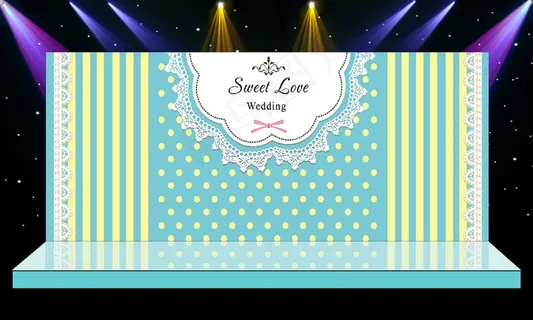 蒂芙尼蓝 黄色浪漫主题婚礼舞台迎宾...