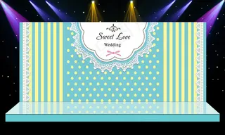 蒂芙尼蓝 黄色浪漫主题婚礼舞台迎宾...