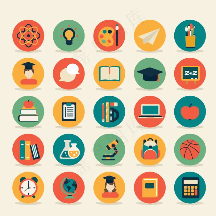 文化 办公 教学 科技矢量图标ai矢量模版下载