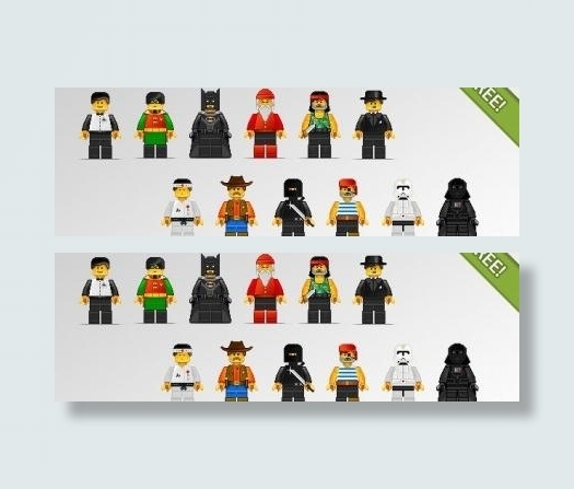 12个乐高字符像素艺术风格