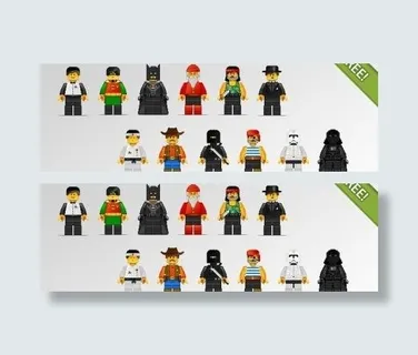 12个乐高字符像素艺术风格