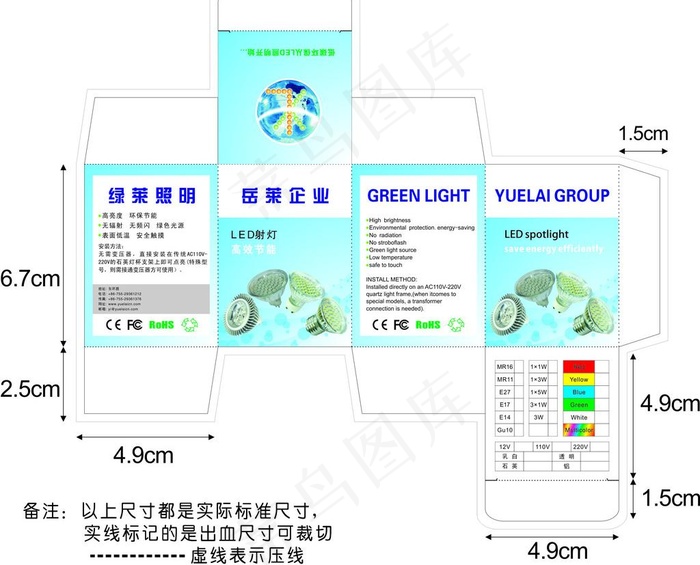 led射灯包装图片cdr矢量模版下载