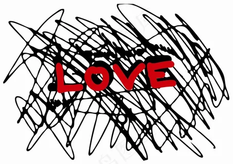 矢量love爱情涂鸦情人节元素