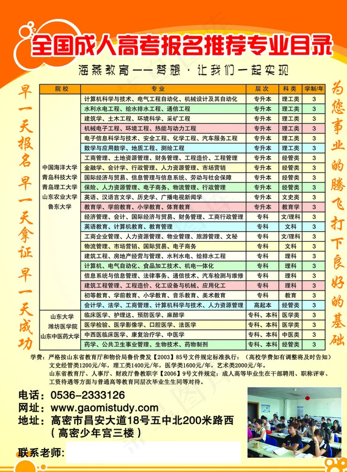 海燕教育单页反面图片psd模版下载