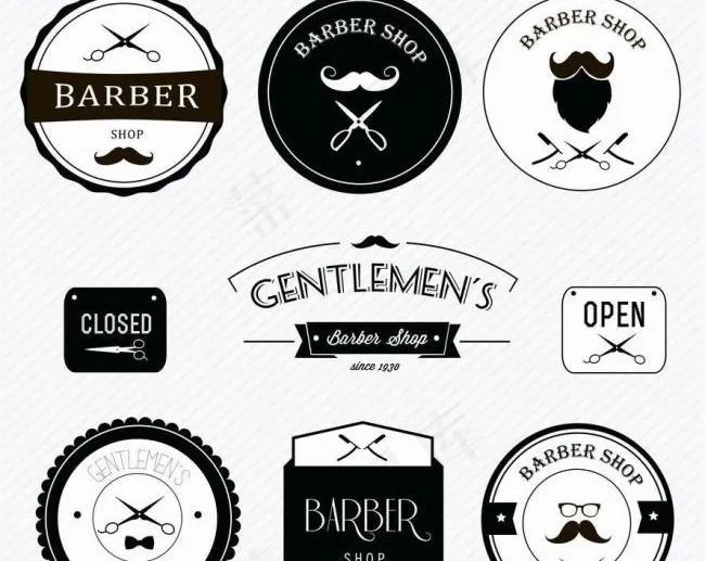 理发店图标图片eps,ai矢量模版下载